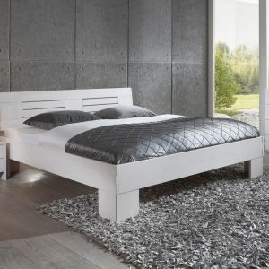 Massivholzbett Sydney in Buche weiß lackiert
