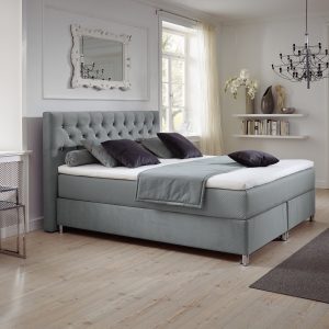Polsterbett Bari mit Bettkasten grau