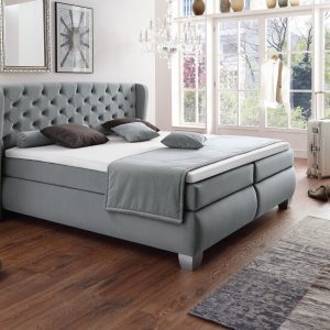 Boxspringbett Venedig - Stoffbezug grau