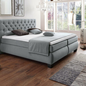 Boxspringbett Bari - Stoffbezug grau