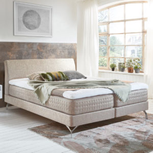 Boxspringbett Odense - Stoffbezug khaki