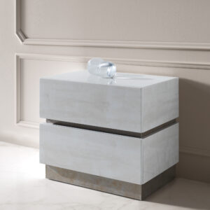 Nachttisch Massivholz M151 weiß beige hochglanz
